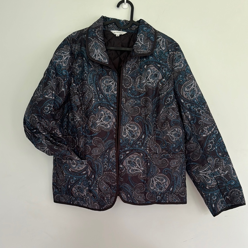 Northern Reflections Paisley Quilted Jacket - Black and Blue - Picture 2 of 8